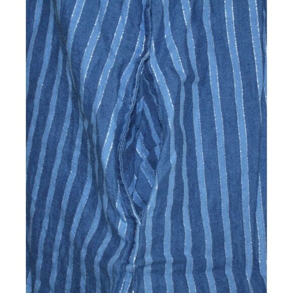 Wrangler Retro Women's L Striped Denim Sleeveless Button-Down Mini Dress Pockets - Picture 6 of 10